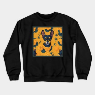 Dogs, Toy Terrier and flowers, dog, seamless print, style vector (yellow flowers & Toy Terrier #1) Crewneck Sweatshirt